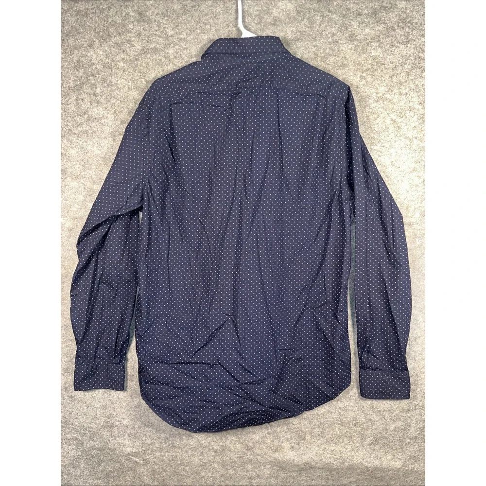Ralph Lauren Polo Shirt Men XL Blue Button Down Polka Dots Preppy Woven Slim Fit